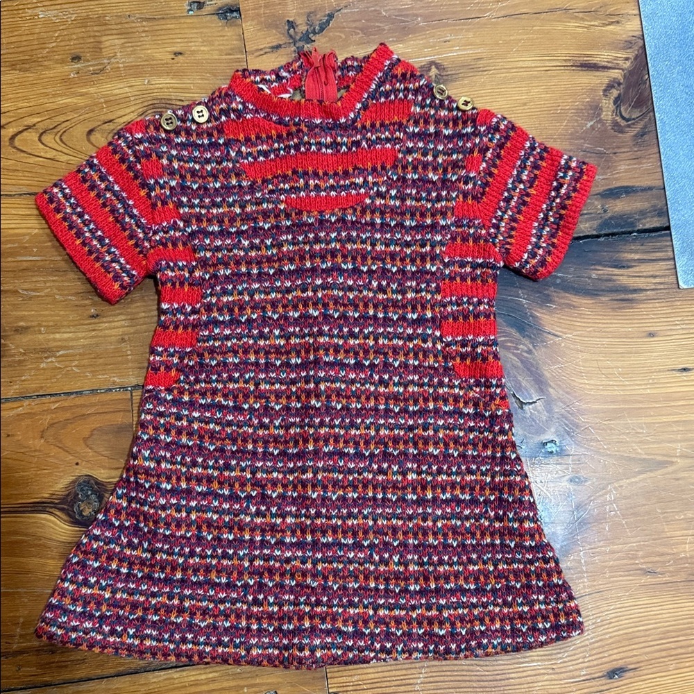 Vintage Girltown Knit Kids Sweater with Button Accents Dress Size 4T